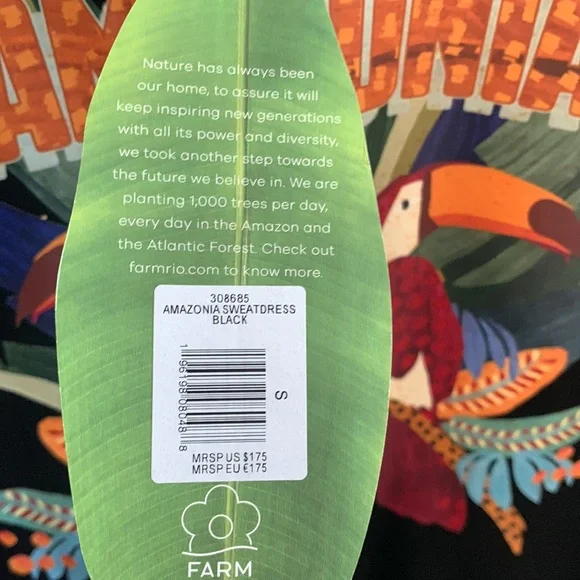 FARM RIO ‼️‼️Black Amazonia Sweater Dress NWT - Picture 14 of 14